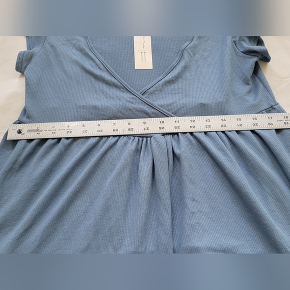 SEE YOU MONDAY Women's Large low vneck cap sleeve tiered babydoll mini dress - Picture 3 of 7